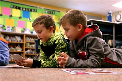 Shoemaker students working together on a project