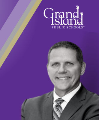  Black and white headshot of Mr. Fisher over a purple background with a white GIPS logo at the top