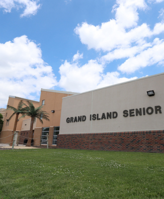  Front facade of Grand Island Senior High.