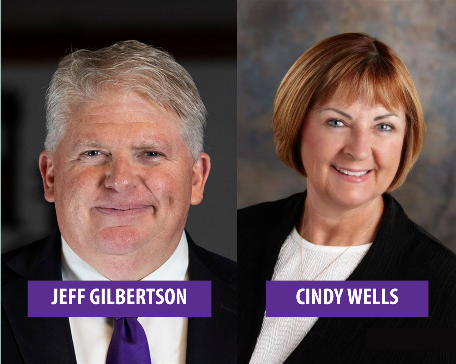 Headshots of Mr. Jeff Gilbertson and Mrs. Cindy Wells